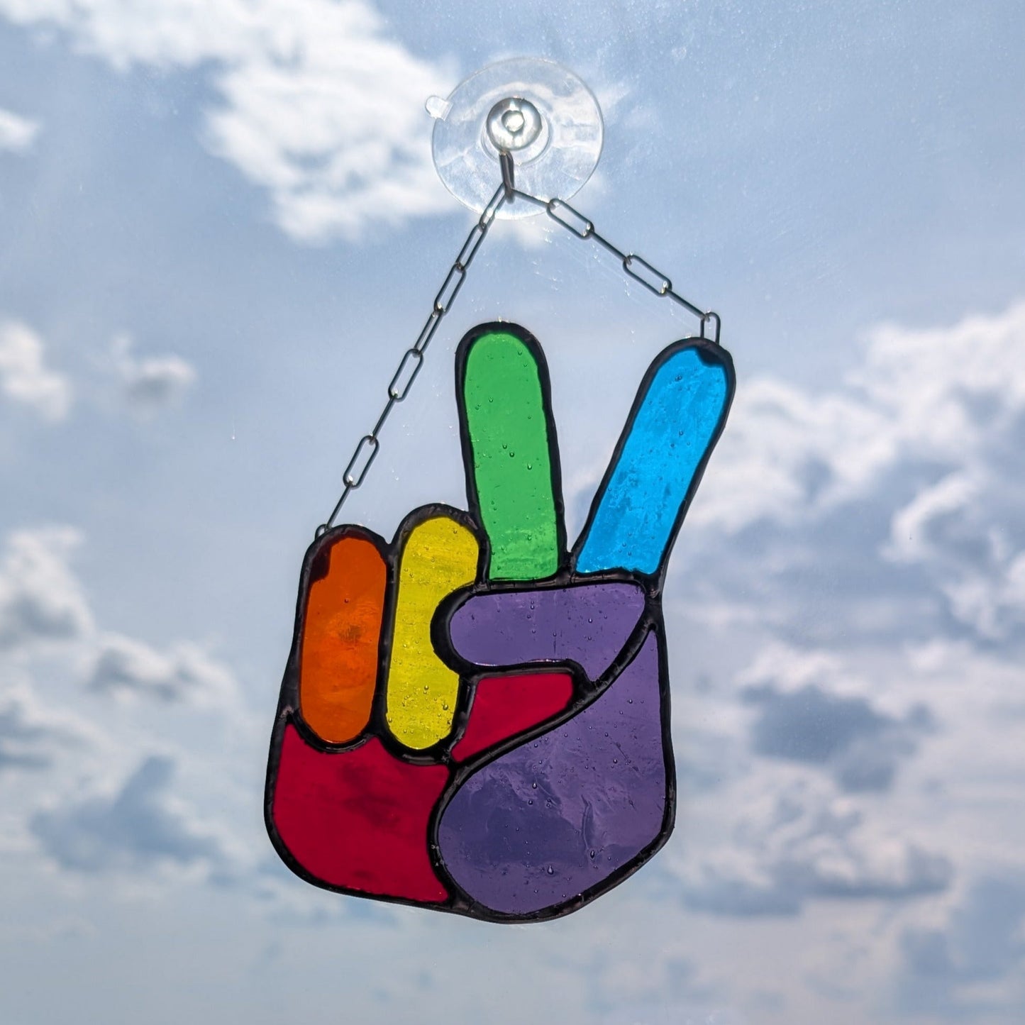 Rainbow Peace Sign Hand Gesture