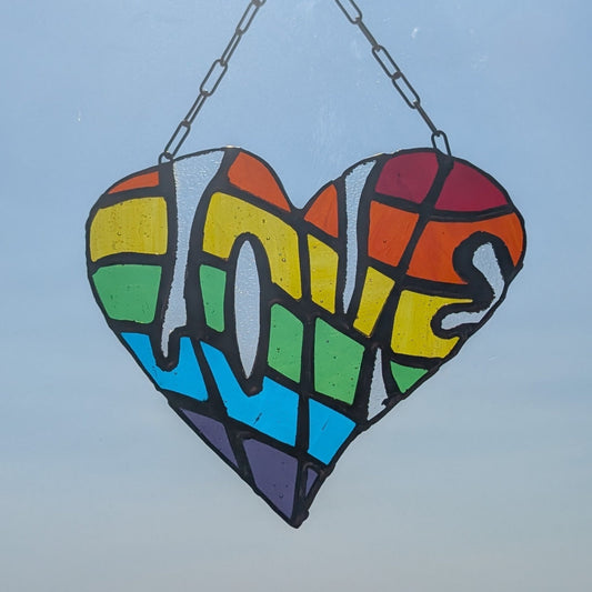 60s Psychedelic Love Rainbow Pride Suncatcher