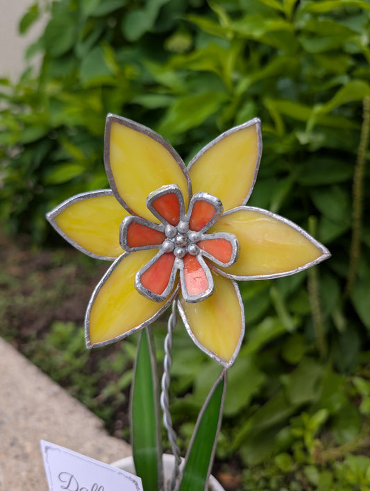Potted Stained Glass Flower - Daffodil